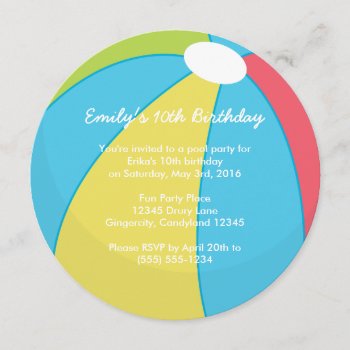 Beach Ball Pool Party Invitation by sweeticedtea at Zazzle