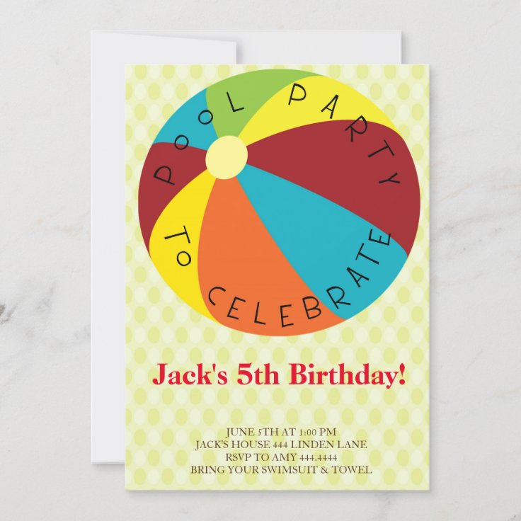 Beach Ball Pool Party Invitations Zazzle