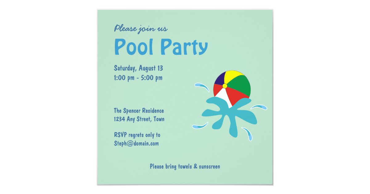 Beach Ball Pool Party Invitations | Zazzle