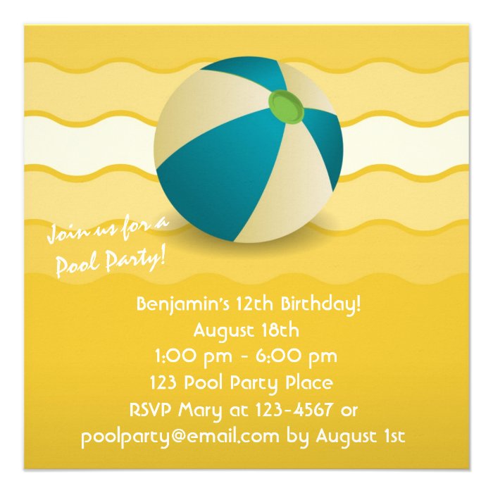 Beach Ball Pool Party Personalized Announcement