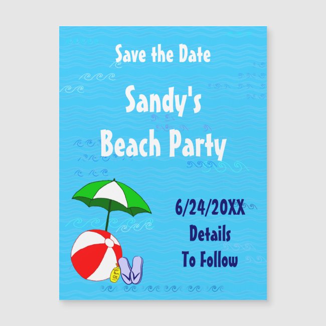 Beach Ball Pool Party Save the Date Magnetic Card