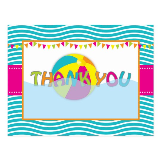 Beach Ball/Pool Party Thank You Post Card | Zazzle.com