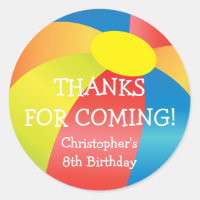 Beach Ball Pool Party Thank You Sticker