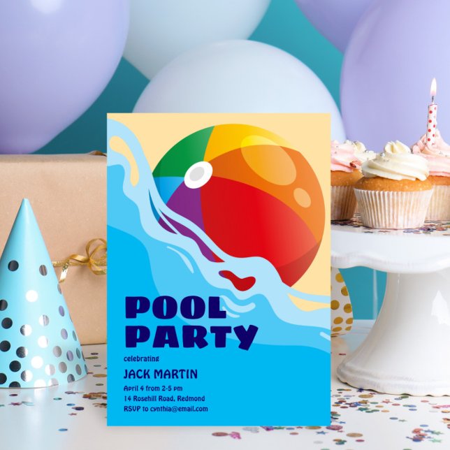 Beach Ball Pool Themed Birthday Invitation (Creator Uploaded)