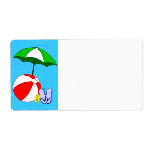 Beach Ball Pool Umbrella Blank Large Label