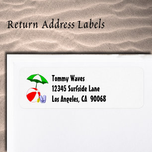 Beach Ball Pool Umbrella Custom Address Label