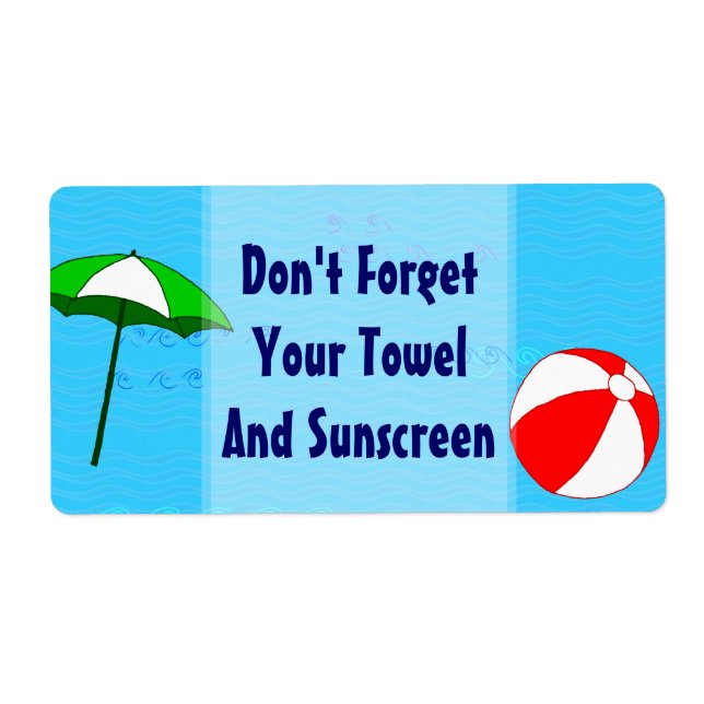 Beach Ball Pool Umbrella Custom Label Large (Front)