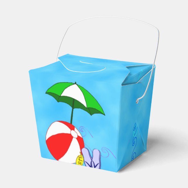 Beach Ball Pool Umbrella Party Favor Box (Front Side)