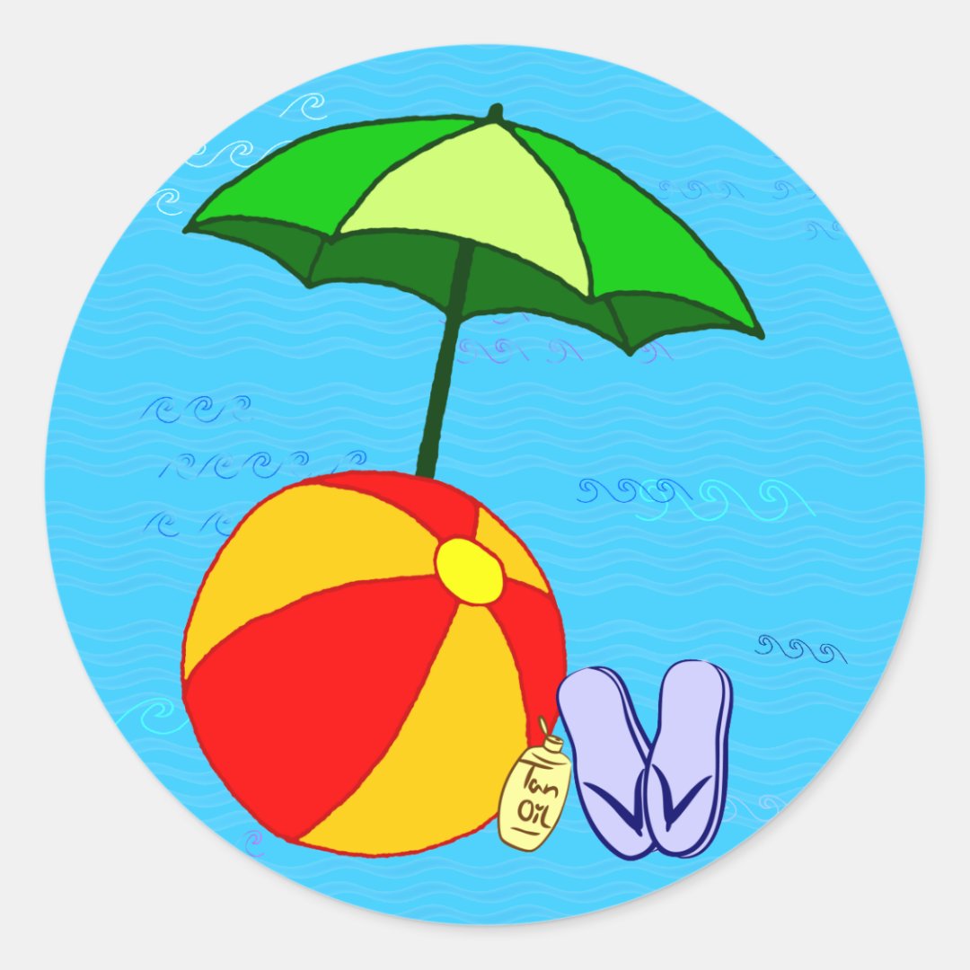Beach Ball Pool Umbrella Sticker Zazzle