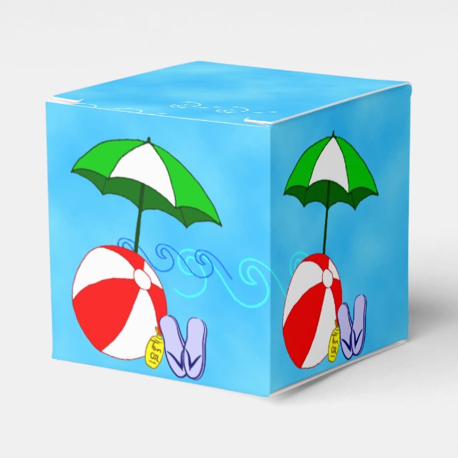 Beach Ball Pool Umbrella Swimming Party Favor Box (Front Side)