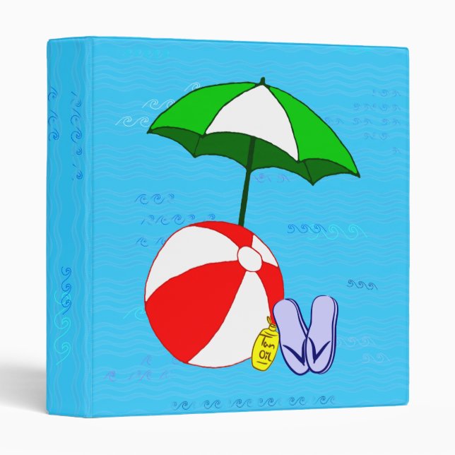 Beach Ball Pool Umbrella Template Binder (Front/Spine)
