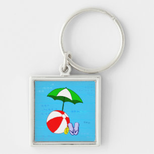 Beach Ball Pool Umbrella Template Keychain