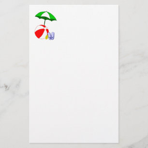 Beach Ball Pool Umbrella Template Stationery