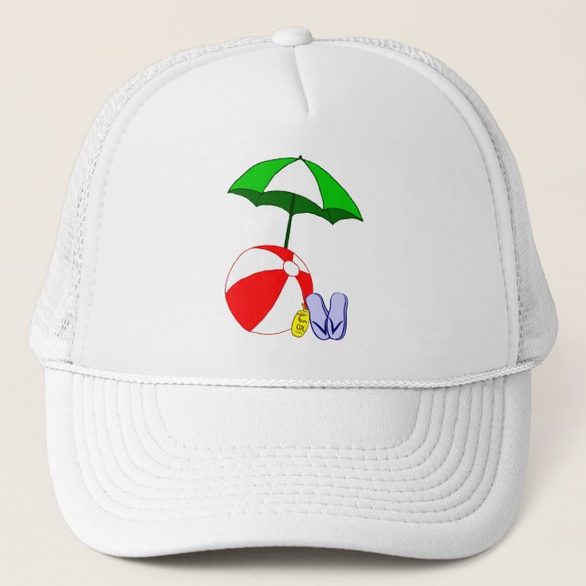 Beach Ball Pool Umbrella Template Trucker Hat (Front)