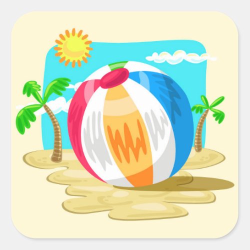 Beach Ball Square Sticker