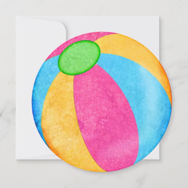 Beach ball theme circle party invitations (Front)