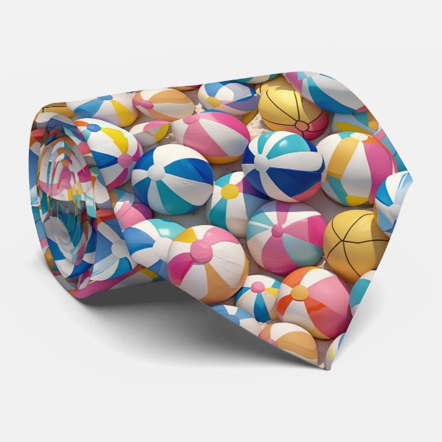 Beach Ball Theme Neck Tie (Rolled)