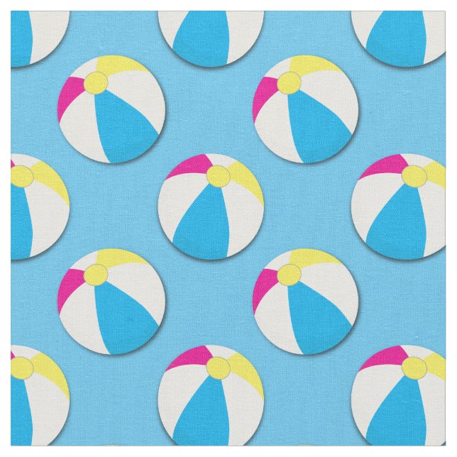 Beach Balls Cute Summer Pool Fabric (Close Up)