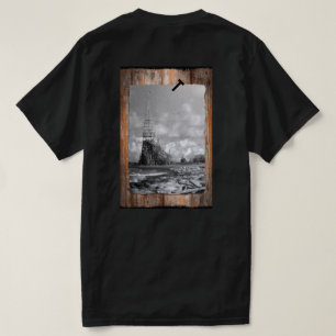 Beach bamboo tower with water, pebbles and wood T-Shirt