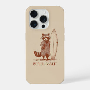 Beach Bandit Raccoon Surfer – Funny Vintage iPhone 15 Pro Case
