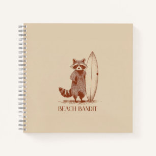 Beach Bandit Raccoon Surfer – Funny Vintage Notebook