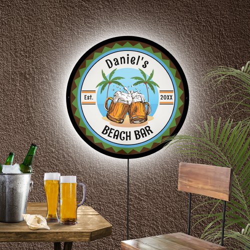 Beach Bar Beers Illuminated Sign