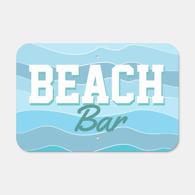 Beach Bar Blue Metal Sign (Front)