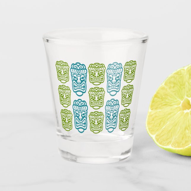 Beach Bar Party Retro Tiki Shot Glass (Front)
