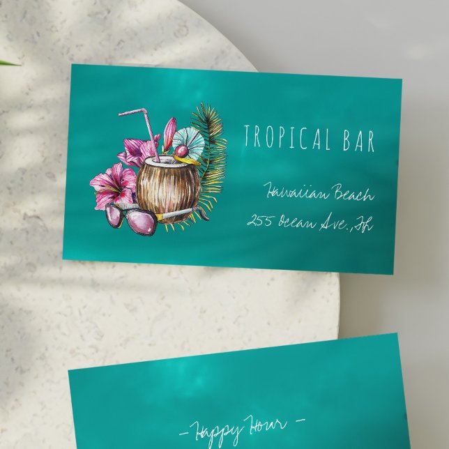 Beach bar tropical bartender business cards