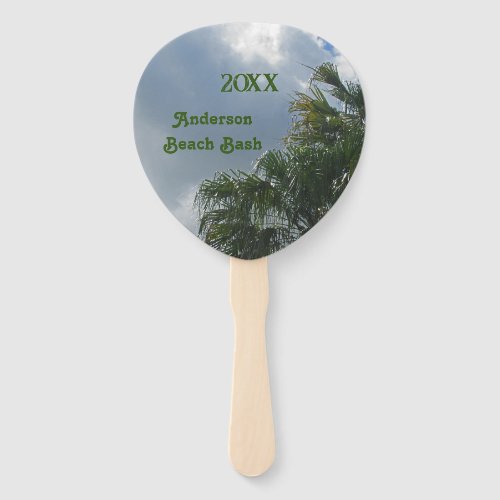 Beach Bash Family Name & Year Tropical Palm Design Hand Fan
