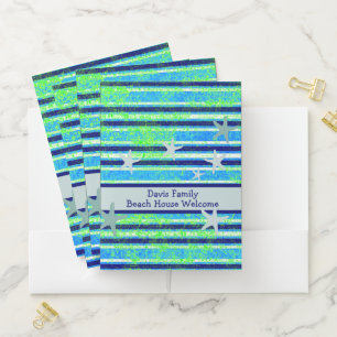 Beach Batik Stripes and Starfish Welcome Folders