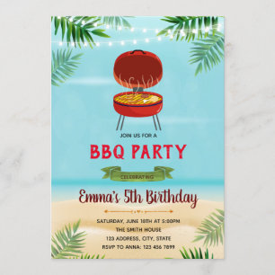 Beach bbq party invitation