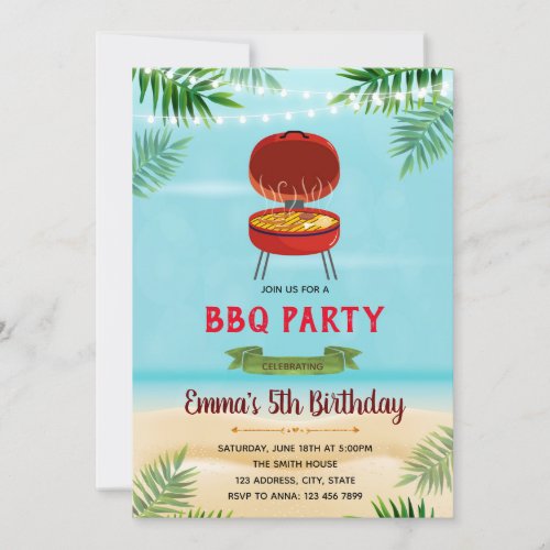 Beach bbq party invitation