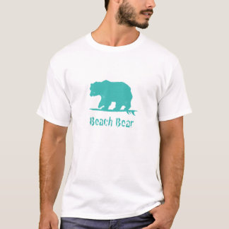 Beach Bear riding a wave, Wh T-Shirt