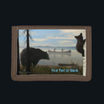 Beach Bears Tri-fold Wallet<br><div class="desc">Two Native Americans paddle their canoe across a lake, just offshore, on a foggy morning. A black bear sow is none too pleased and has sent her cub up a nearby birch tree for safety. Add your own text. The American black bear, Ursus americanus, is the smallest of the three...</div>