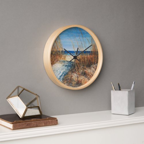 Beach Beautiful Sand Dunes Painting Clock