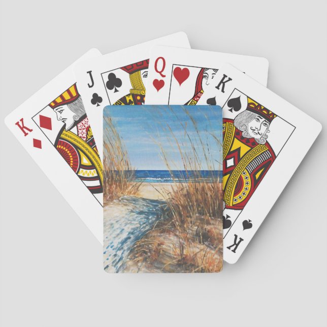 Beach Beautiful Sand Dunes Painting Poker Cards (Back)