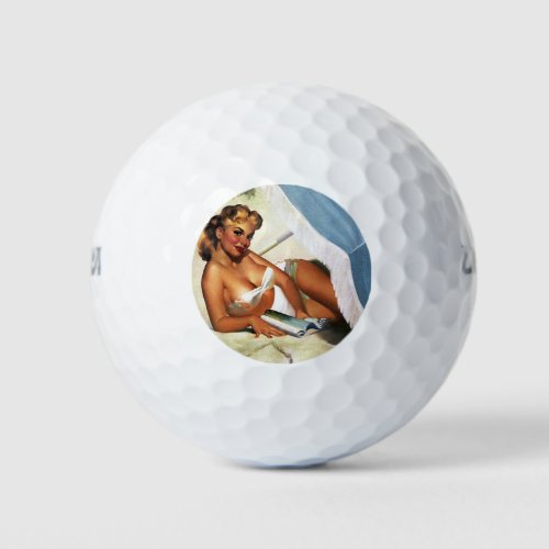 Beach Beauty Pin Up Girl Golf Balls