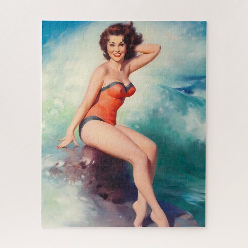 Beach Beauty  Vintage Pin Up Girl  Jigsaw Puzzle