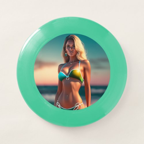 Beach beauty woman Frisbees