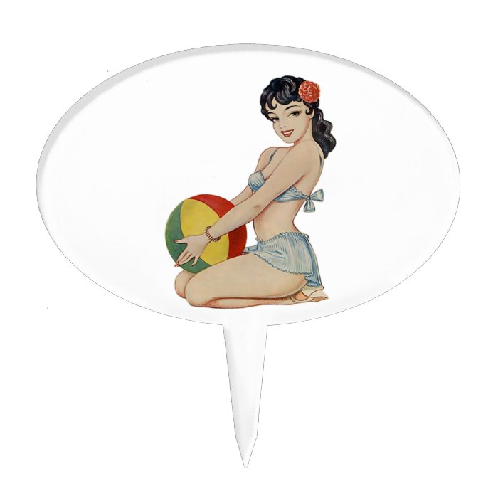 Beach Belle   Vintage Pin Up Girl Cake Topper