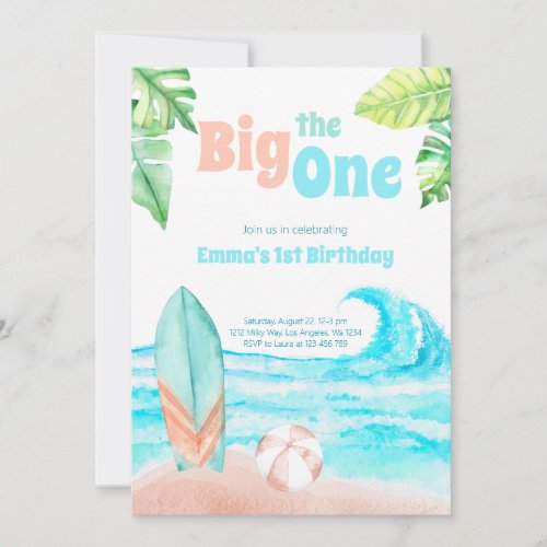 Beach Big One Birthday Invitation Card