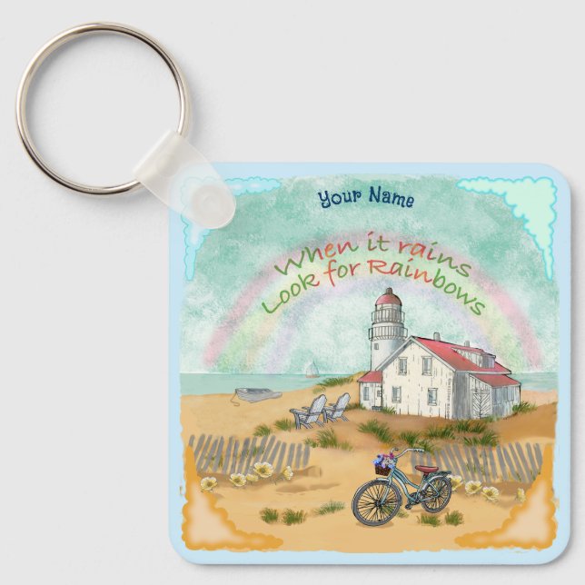 Beach Bike Lighthouse  Keychain (Front)