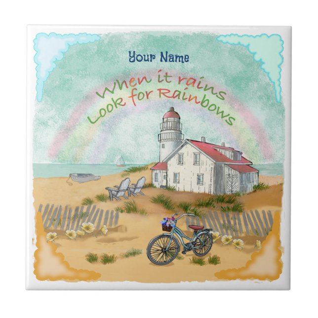 Beach Bike Lighthouse  tile  (Front)