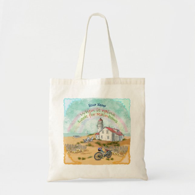Beach Bike Lighthouse Tote Bag (Front)