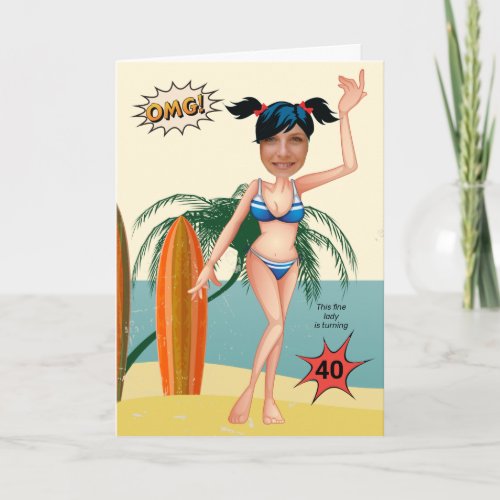 Beach Bikini 40th Birthday Womens New Funny  Card