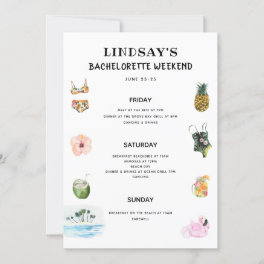 Beach Bikini Bachelorette Itinerary Invitation