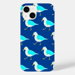 Beach Bird Art Blue Seagulls Case-Mate iPhone 14 Case