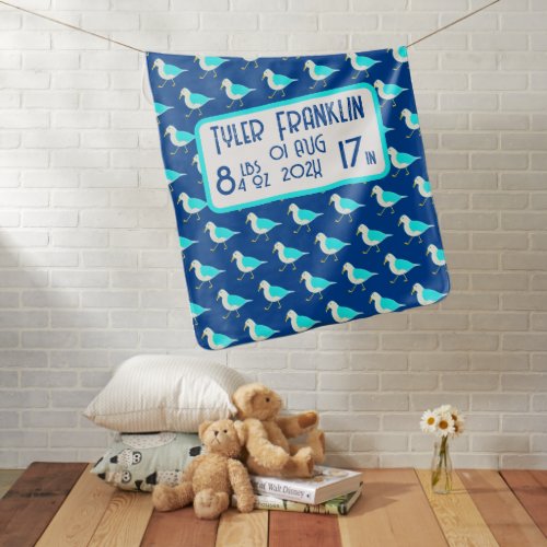 Beach Bird Art Cute Seagulls Baby Blanket