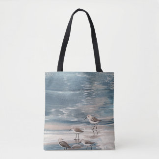 Beach birds coastal tote bag